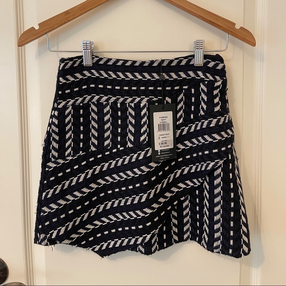 Haute Rogue Knit Navy, Black and White skirt